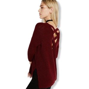 Express Crossback V-Neck Shaker Knit Sweater Sz M